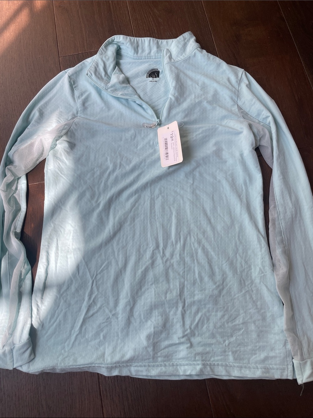 Light Blue Women’s Quarter-Zip Performance Shirt for riding